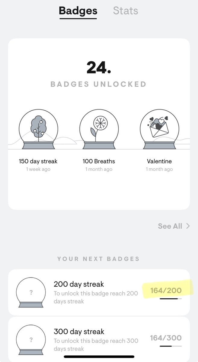 @MarshallBeyer29 I’m on day 164 of my @stoicapp streak and 24 badges unlocked. I add one event from each day to Apple Journal.