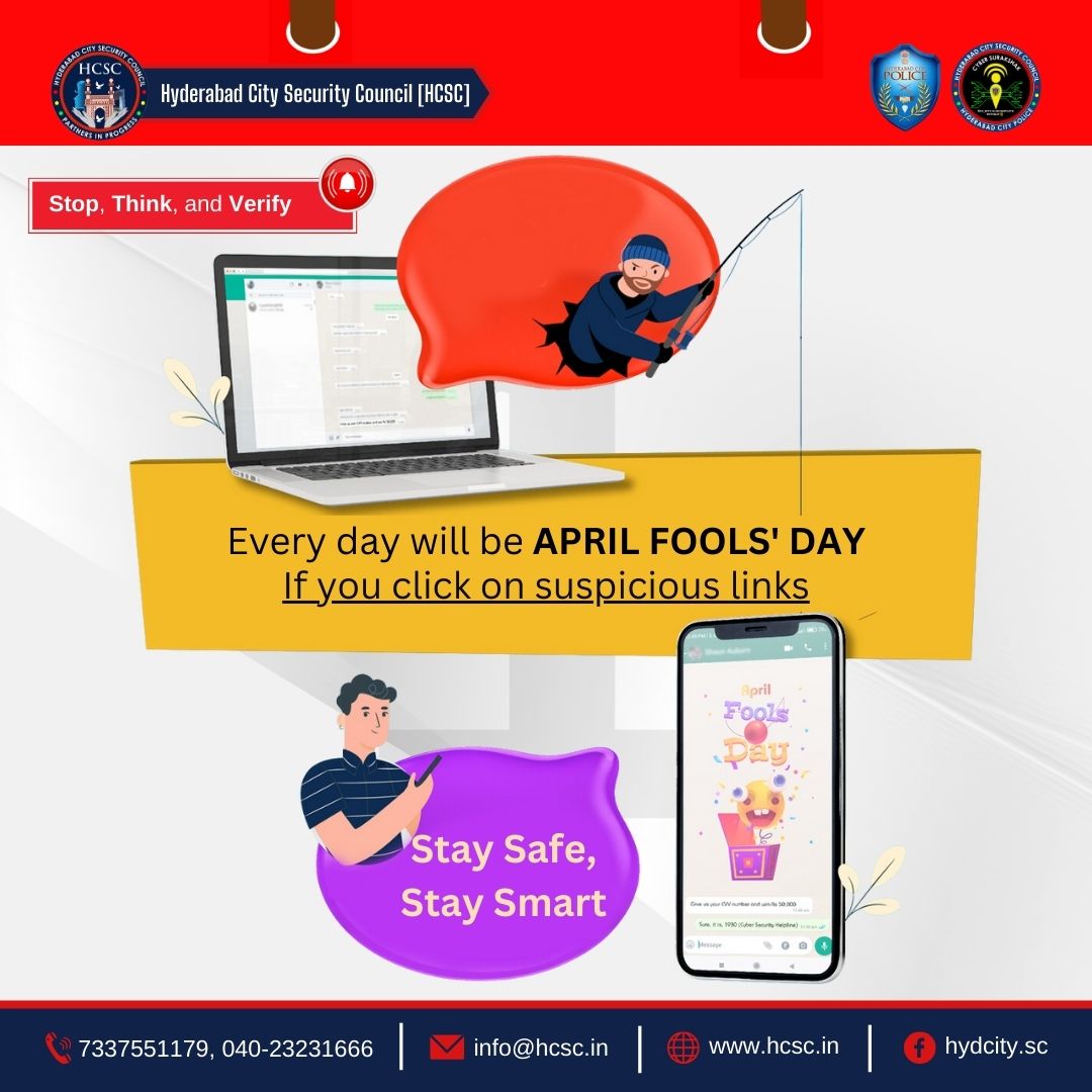 🚨 𝐀𝐭𝐭𝐞𝐧𝐭𝐢𝐨𝐧 𝐚𝐥𝐥 𝐮𝐬𝐞𝐫𝐬! 🚨 Don't let every day be April Fools' Day by clicking on suspicious #links.🪢 Stay safe and #smart online🌐 by verifying the authenticity of links before clicking on them. Remember, it's always better to be #safe than sorry! 😌…