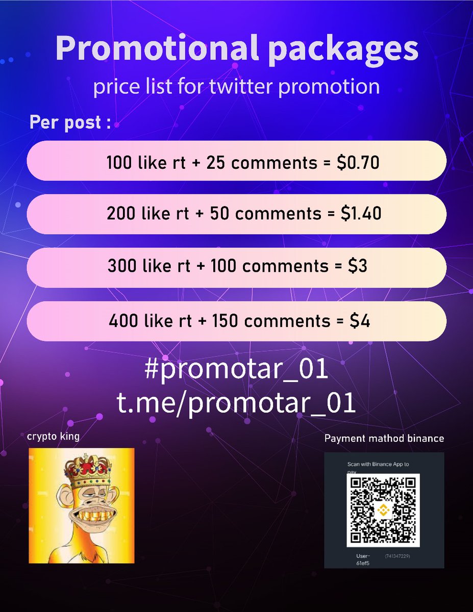 promotar_01's tweet photo. My Promotional package 🚀 https://t.co/C52ufedM5o