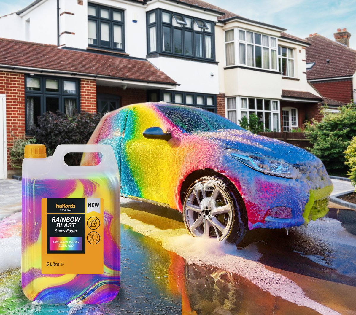 📣 Introducing our latest creation: Rainbow Blast Snow Foam! 🌈 Infused with the enchanting fragrance of unicorn magic, shower your car in a spectrum of vibrant rainbow hues 🎉💦