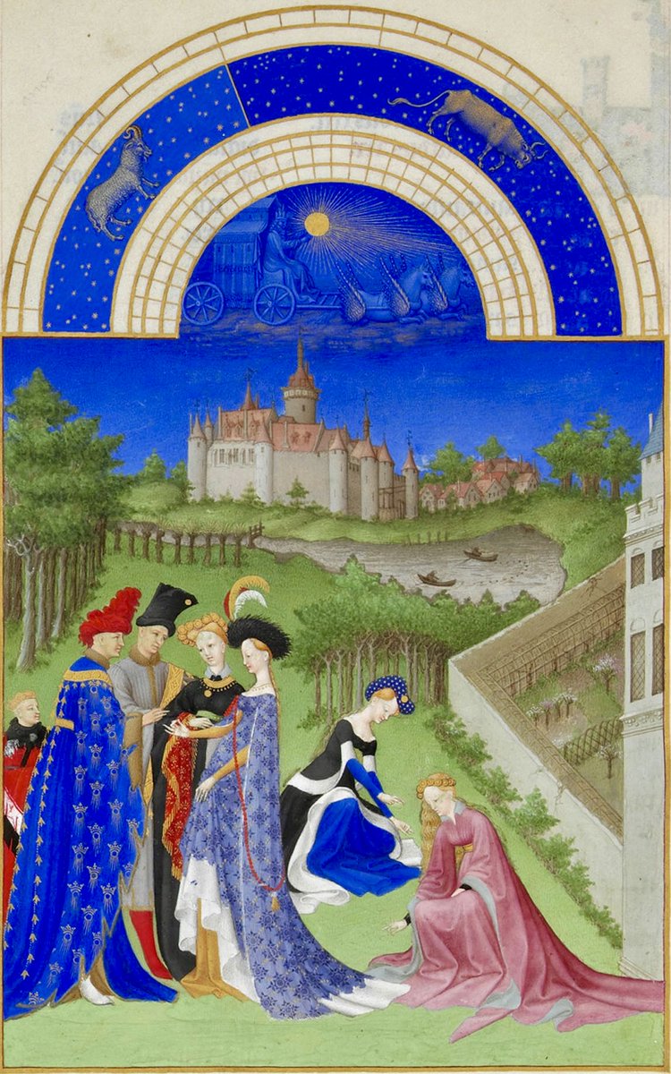 LRonLacy's tweet photo. For #APRIL
‘Avril’ *Les #TrèsRichesHeures du Duc de Berry* Folio 4, verso
Illumination on vellum
Limbourg brothers, Herman, Paul & Jean (fl. 1385–1416) et al.?
Commissioned by Jean, #DucdeBerry
Chantilly, Musée Condé. 1411-1416.
#Capricorn #Taurus https://t.co/9bjylumf6N