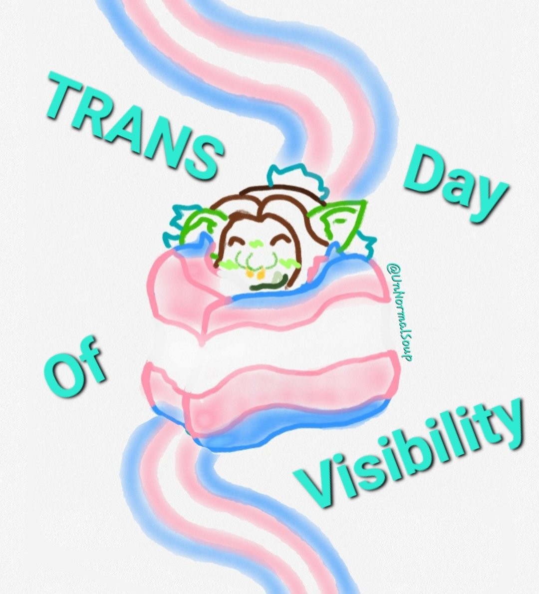 Happy Trans Day Of Visibility! 🏳️‍⚧️<3                                          Trans rights are human rights, duh! I love being me, You're Vaild and You Do Matter! <3 #HappyTransDayOfVisibility  #yourevaild #youdomatter #Ilovebeingme #Genderfluid #unnormalsoup