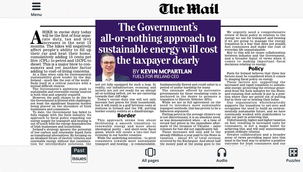 As Government plans to increase petrol and diesel prices by 14 and 12 cent per litre respectively over the next eight months, in today's @irishdailymail, we call for a rethink.