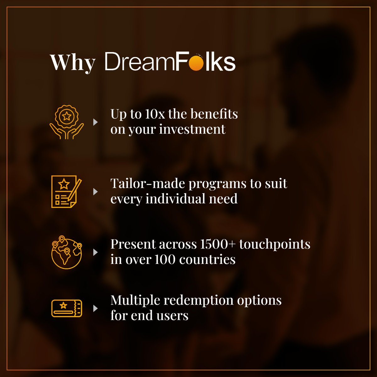 Elevate your #employeerewards with #DreamFolks. Recognize top performers, enhance loyalty, and boost engagement through tailored solutions. 

Get The #DreamFolksAdvantage now!
Visit the website to learn more: bit.ly/DreamFolks

#TailoredSolutions #CustomisedSolutions