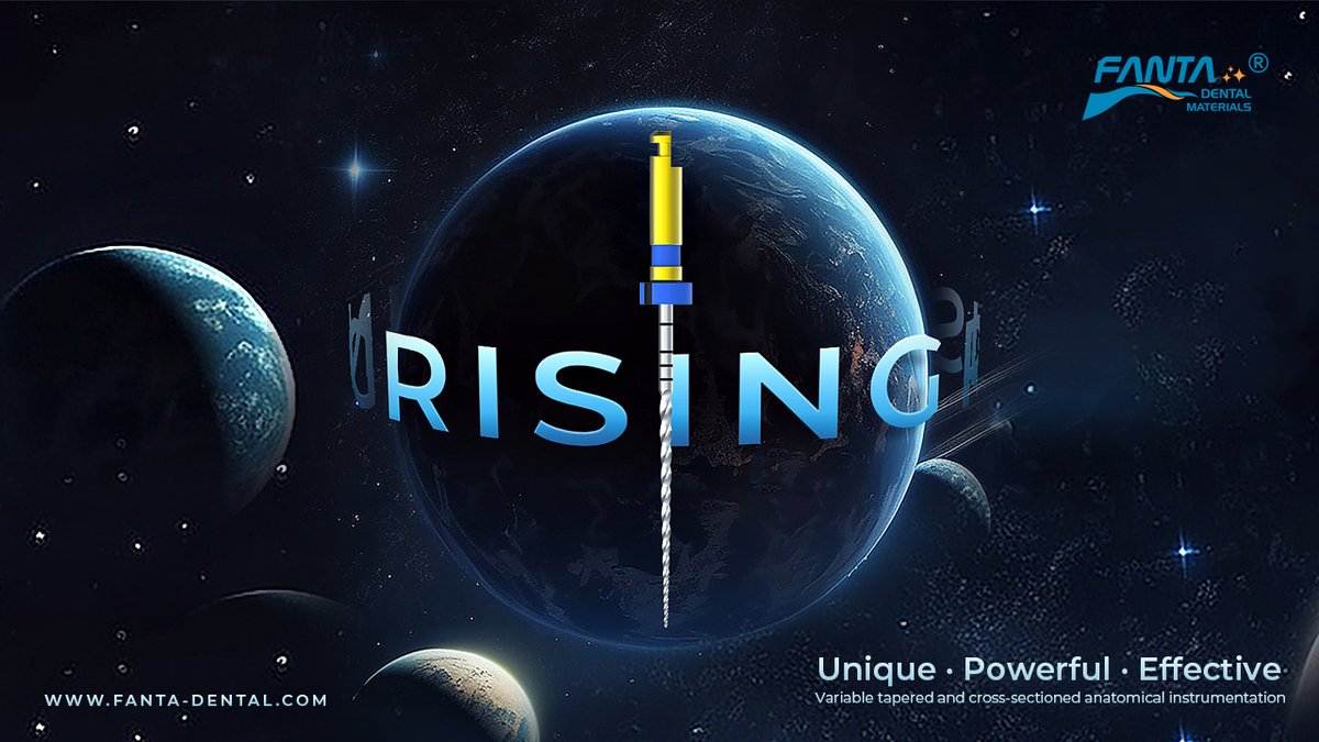 FANTA Rising practices powerful design solutions!🔥
#Rising possesses a unique variable cross-section and taper design, a safe round tip, and presents powerful cutting ability at the apical part to shape the canal with high efficiency.
#Fantadental #endodontics  #rotaryfiles
