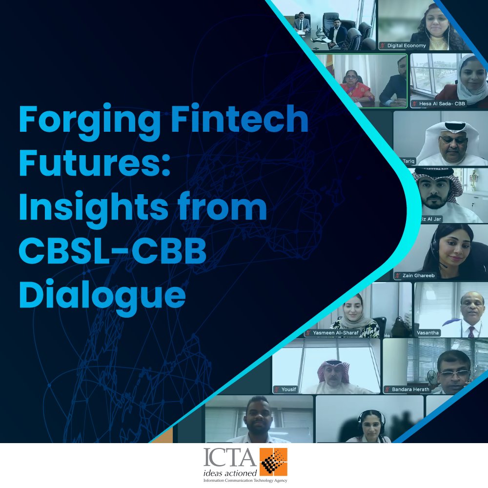 A virtual discussion between @CBSL & @CBB_News was hosted by ICTA, @mot_srilanka & @SLinBahrain. This dialogue delved into crucial topics including digital currency policies, open banking, & cybersecurity Read More: tinyurl.com/ykrkevd2 #ICTA #IdeasActioned #lka