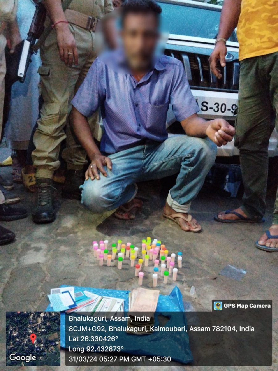 On the basis of an information one accused person namely Md. Hakim Ali of Mikirbheta is arrested & recovered 58 Nos. of plastic vials filled with suspected Heroin (net weight 76.67gms with plastic vials and 5.37 Grams without plastic vials) @assampolice @DGPAssamPolice
