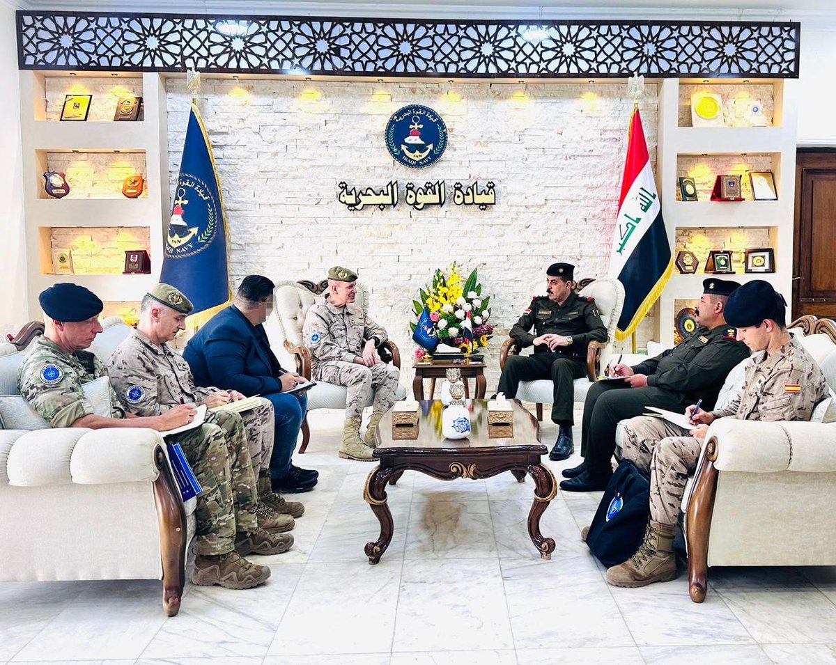 On March 26th, the NMI Commander Lt. General Agüero, met with the Commander of the Iraqi Naval Force, Lt. General Mazen Abdul Wahed Kabayan, in the Navy Command Headquarter. Their discussion involved mutual cooperation, specifically regarding the areas of training and advice.