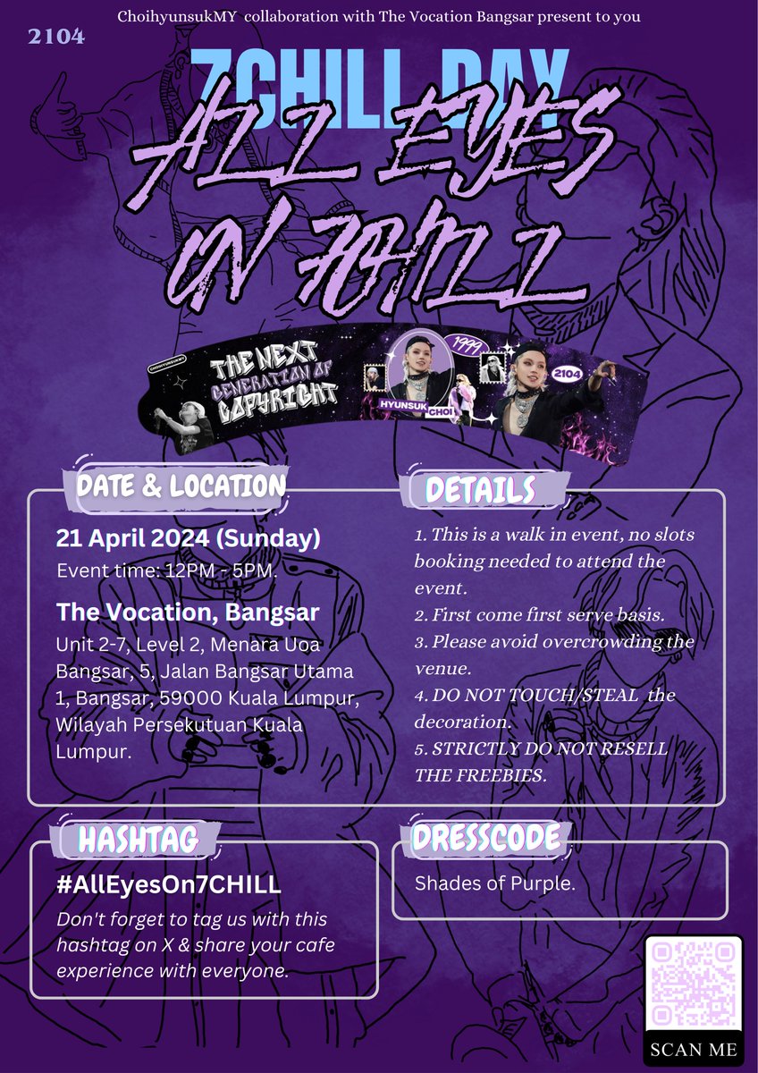 Choi Hyunsuk Birthday Event Celebration 2024

💜All Eyes On 7CHILL💜

🗓️21st April 2024
📍The Vocation Bangsar
⏳12pm - 5pm

#AllEyesOn7CHILL #CHOIHYUNSUK #최현석