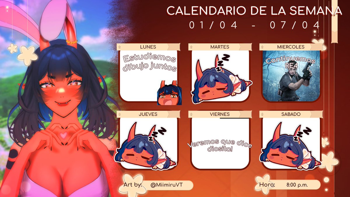miimiruvt's tweet photo. Tenemos horario 🌸
Hoy estaremos dibujando cositas mientras hacemos estudio de dibujo, aprendamos junticos <3
Fanarts: #Artiru
Clips: #Miimip
Meme: #Meemeru
🔞: #Mommiru
#vtuber #vtuberes #vtuberuprising https://t.co/L81VCP3ovn