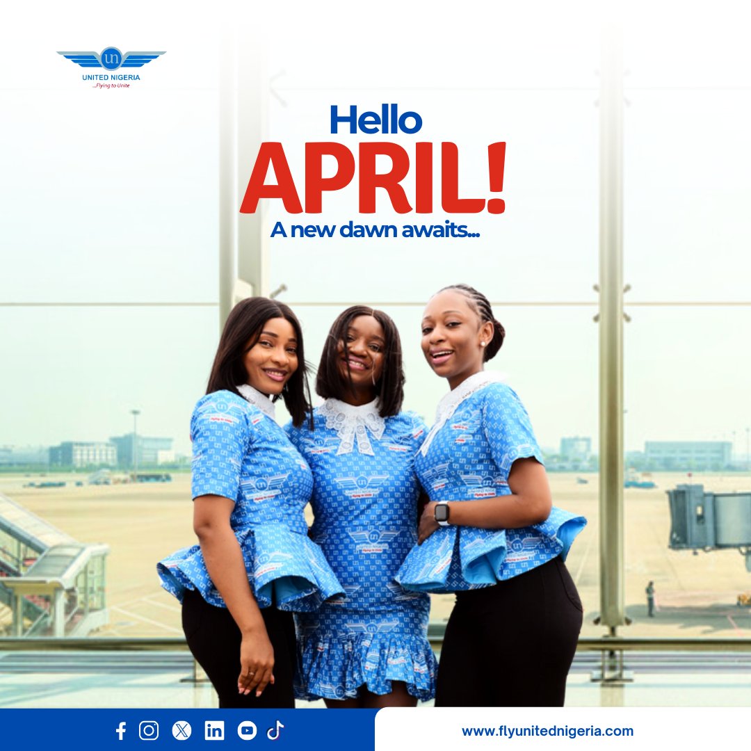 We are excited to begin this new month with you💃. We wish you nothing but happiness and abundance all the way!😊 Stay tuned for exciting updates on our services coming soon!✈️ #UnitedNigeriaAirlines #FlyUnitedNigeriaAirlines #FlyingToUnite #AMoreRewardingWayToFly #newmonth…