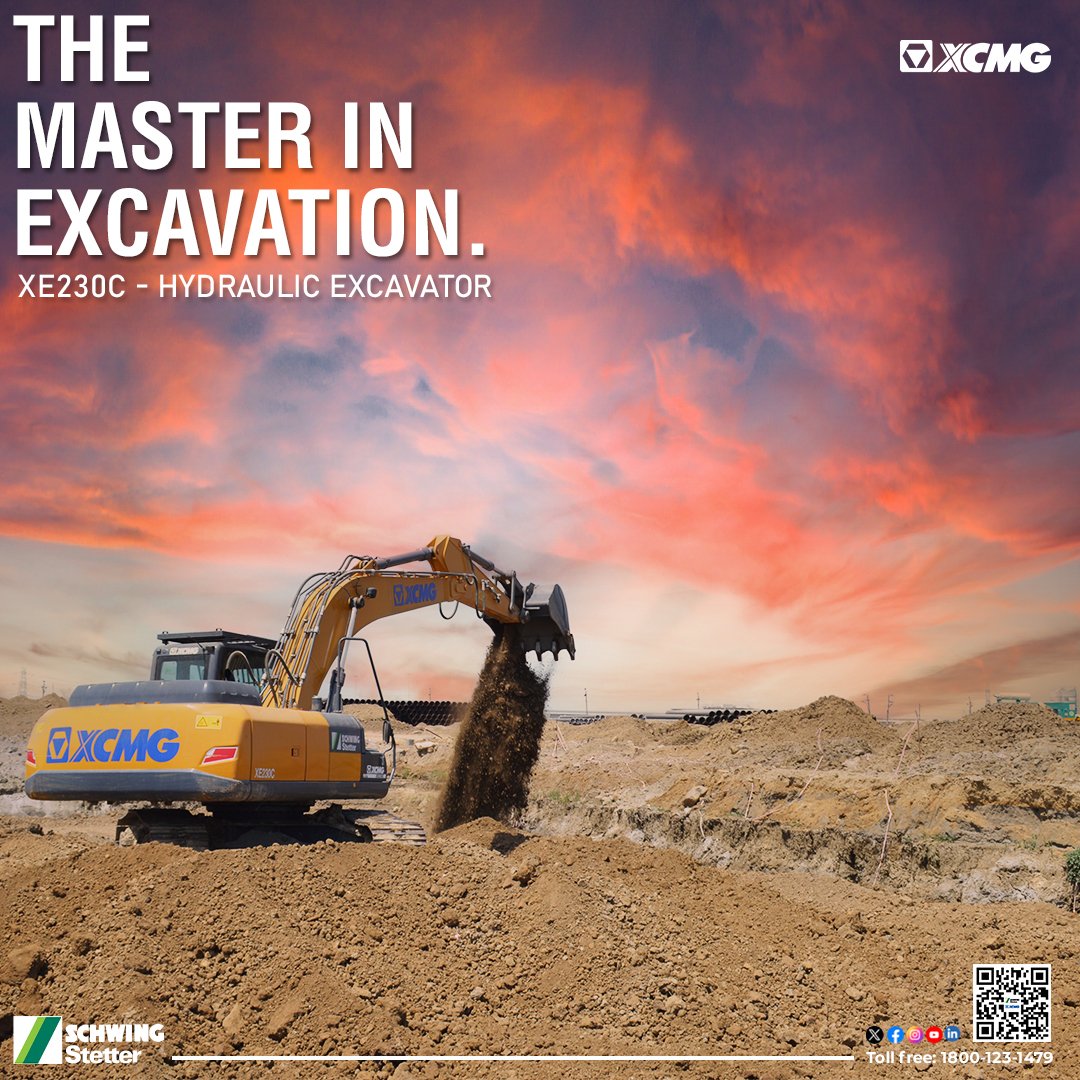 XE230C - Hydraulic Excavator
The Master in Excavation !! The Powerful Excavator Handles any projects with cutting-edge technology, unmatched performance, and a legacy of excellence!

#schwingstetterindia #schwingxcmg #XCMG #xcmggroup #excavators #excavation #hydraulicexcavator