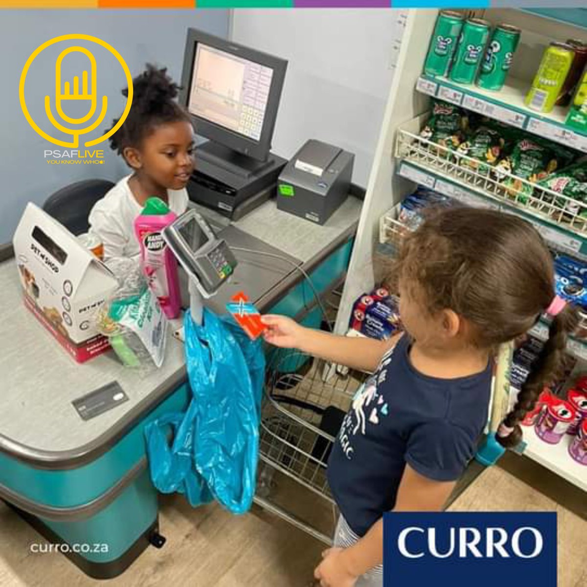 PSAFLIVE's tweet image. BREAKING NEWS: White racist rub school Curro has done it again.

Curro posted a picture of a black child being a Shoprite cashier while white children children were posted withdrawing money from Capitec Bank and buy from a black child, other white children were animal vets.

The