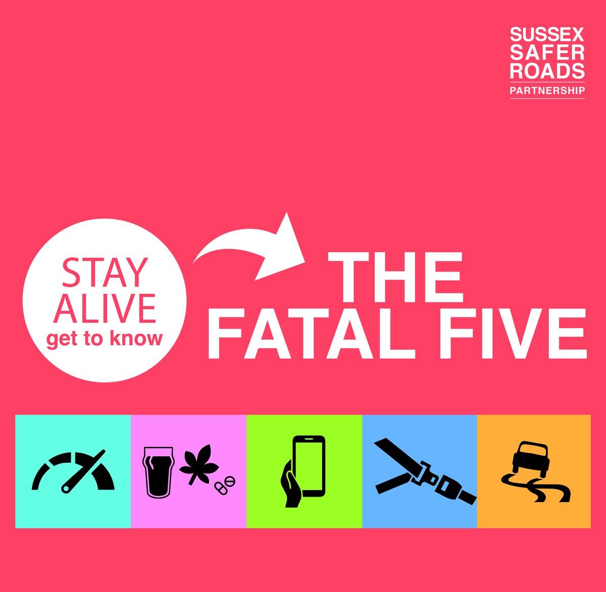 Today is the start of the @PoliceChiefs #Fatal4 Campaign. Here in Sussex we target the #Fatal5! What is the fatal 5? 🏎️Speeding 📵Using a mobile phone 💺No seatbelt 🍻Drink/ drug driving 👀Careless & dangerous driving #SSRP | #SaferRoads | #Sussex