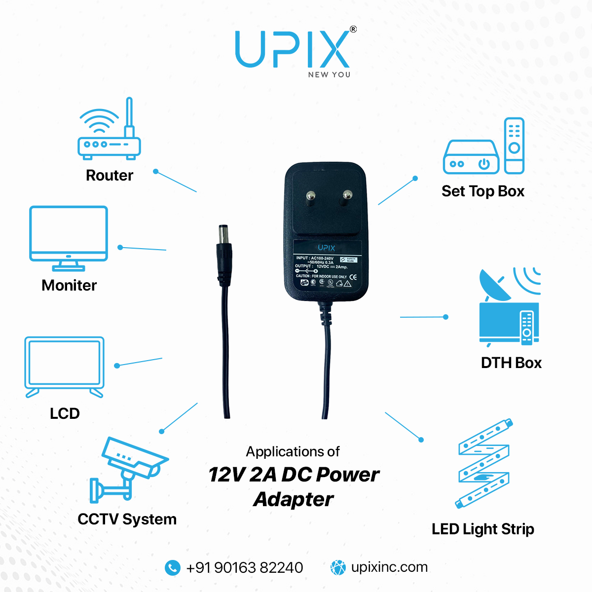 Never be caught without power again with our handy 12V 2A DC Power Adapter from Upix®️. Compact, lightweight, and efficient, it's the perfect accessory for your gadgets and devices.
.
To know more, visit- upixinc.com or WhatsApp Now wa.me/919016382240
.
#upixinc