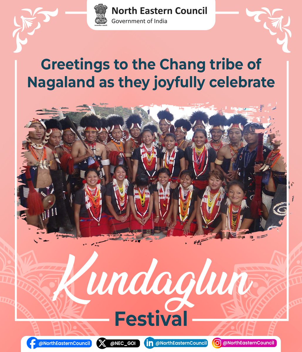 We send our heartiest greetings to the #ChangTribe of #Nagaland as they joyfully celebrate #Kundaglun festival May the festival usher in abundant blessings upon you and your family.