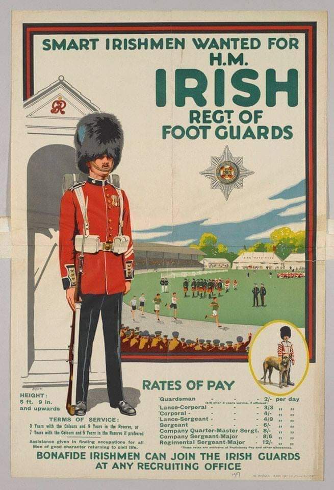 Happy birthday to the Irish Guards. The Irish Guards were raised by order of Queen Victoria on 1 April 1900 in recognition of the bravery of Irish soldiers who were then serving in South Africa during the Boer War (1899-1902). The cadre of the new regiment consisted of 1/