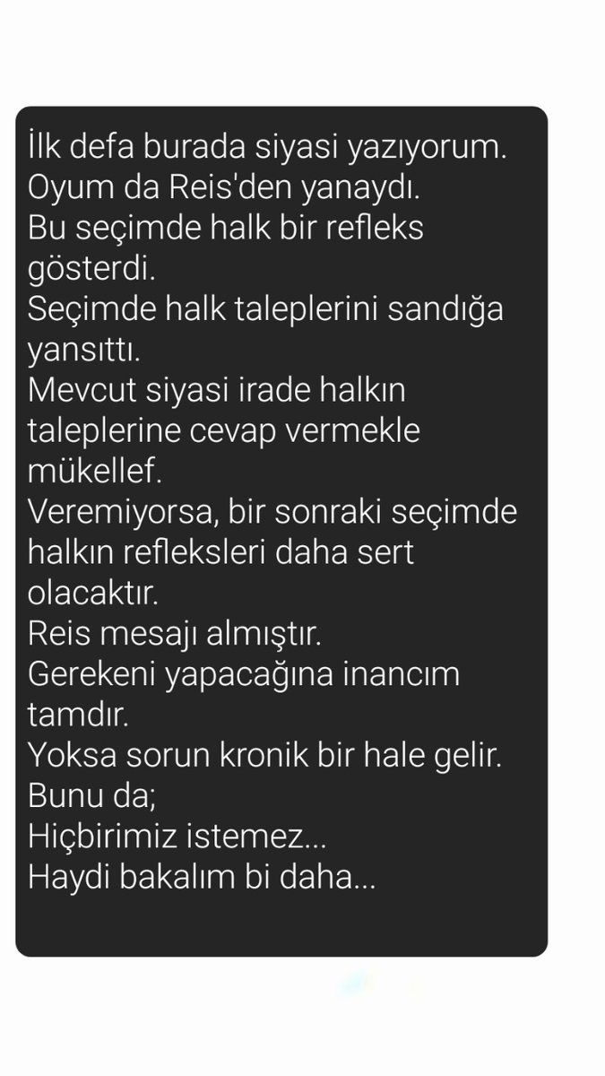 Demokrasiyi demokratik yapan halkın talepleridir. Halkın iradesinin üstünde hiçbir irade yoktur. Halkın talepleri dikkate alınmak mecburiyetindedir. Bu seçimde halk taleplerini sandığa yansıttı. Hadi BİSMİLLAH...