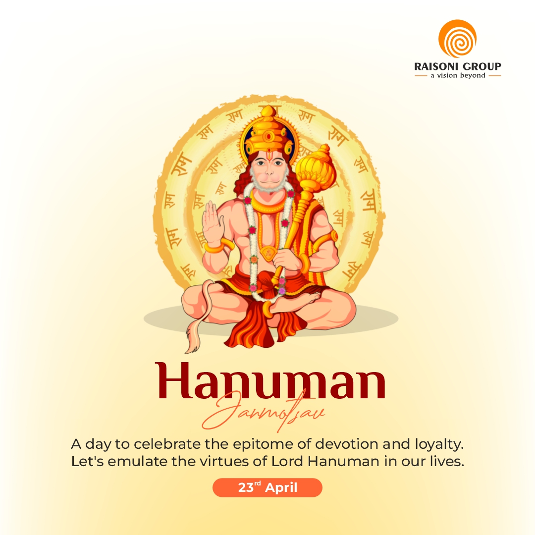 Wishing you all a blessed Hanuman Jayanti! 🙏 May the divine blessings of Lord Hanuman bring strength, courage, and wisdom to your lives.

#Raisoni #RGI #AVisionBeyond #Empowerment #CommunityGrowth #proudlyraisonians #RaisoniGroupOfInstitutions #hanumanjayanti2024