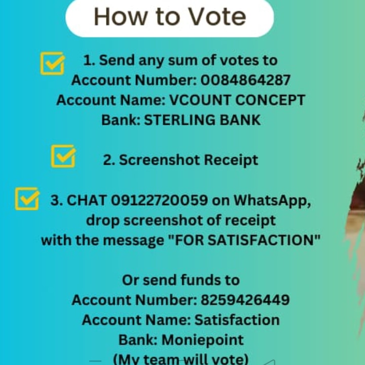 AntiXenophobian's tweet photo. Pls remember to vote for your favourite braider, SATISFACTION as voting ends today.🙏
SATISFACTION cannot achieve this alone! 🙏
It's #50 naira per vote.
8259426449
Satisfaction
Moniepoint
Thank you and happy New month 🙏
#FASHIONCRIBAFRICA
#SUPPORTDOUBRANAPOLEON https://t.co/JNdZ2JH2PM