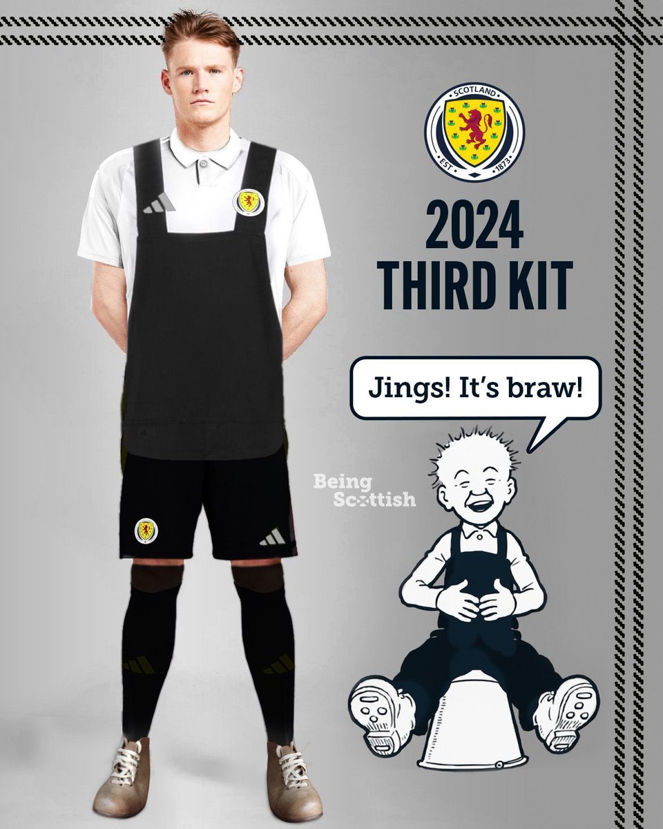 The SFA have announced the release of this bold new Scotland kit. It is a tribute to Oor Wullie, Scotland's favourite cartoon laddie, and will be worn against Gibraltar in June. No bad, eh?