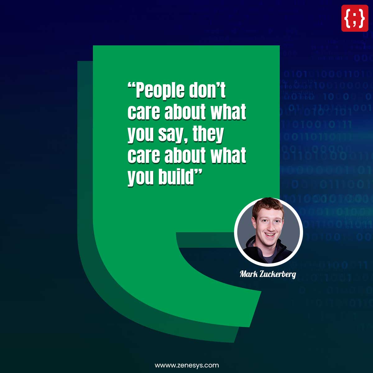 Mark Zuckerberg hits the nail on the head. Actions speak louder than words. This Monday let's focus on making progress. What are you building this week? #MondayMotivation #LetsGo #Developers #coding #Zenesys