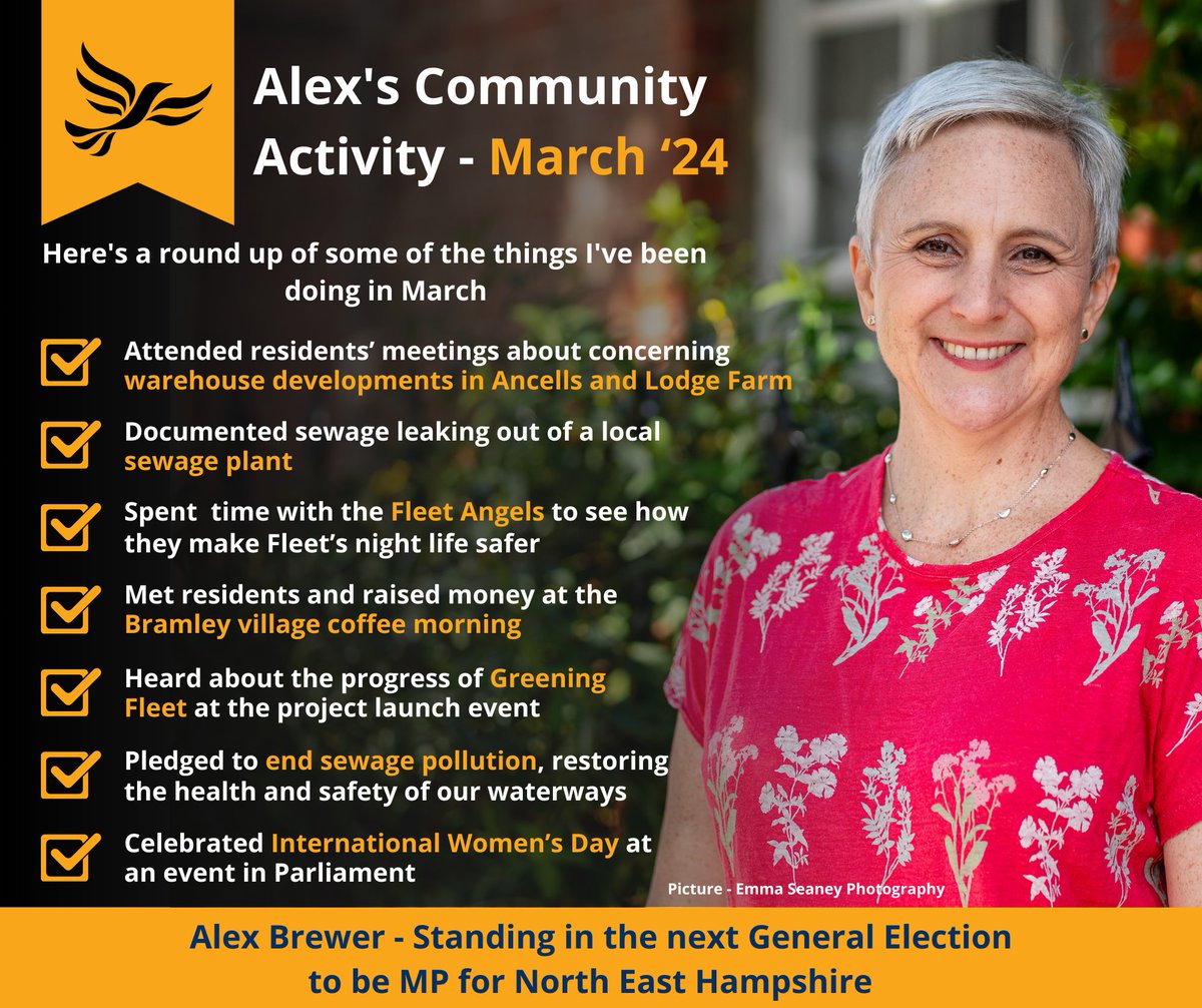 March was a very busy month. I made sure to be out meeting with people across the area. 
✅ Residents meetings in #Hook and #Fleet
✅ Doorstep conversations in #HartleyWintney #Yateley and #ChurchCrookham 
✅ Charity coffee morning in #Bramley