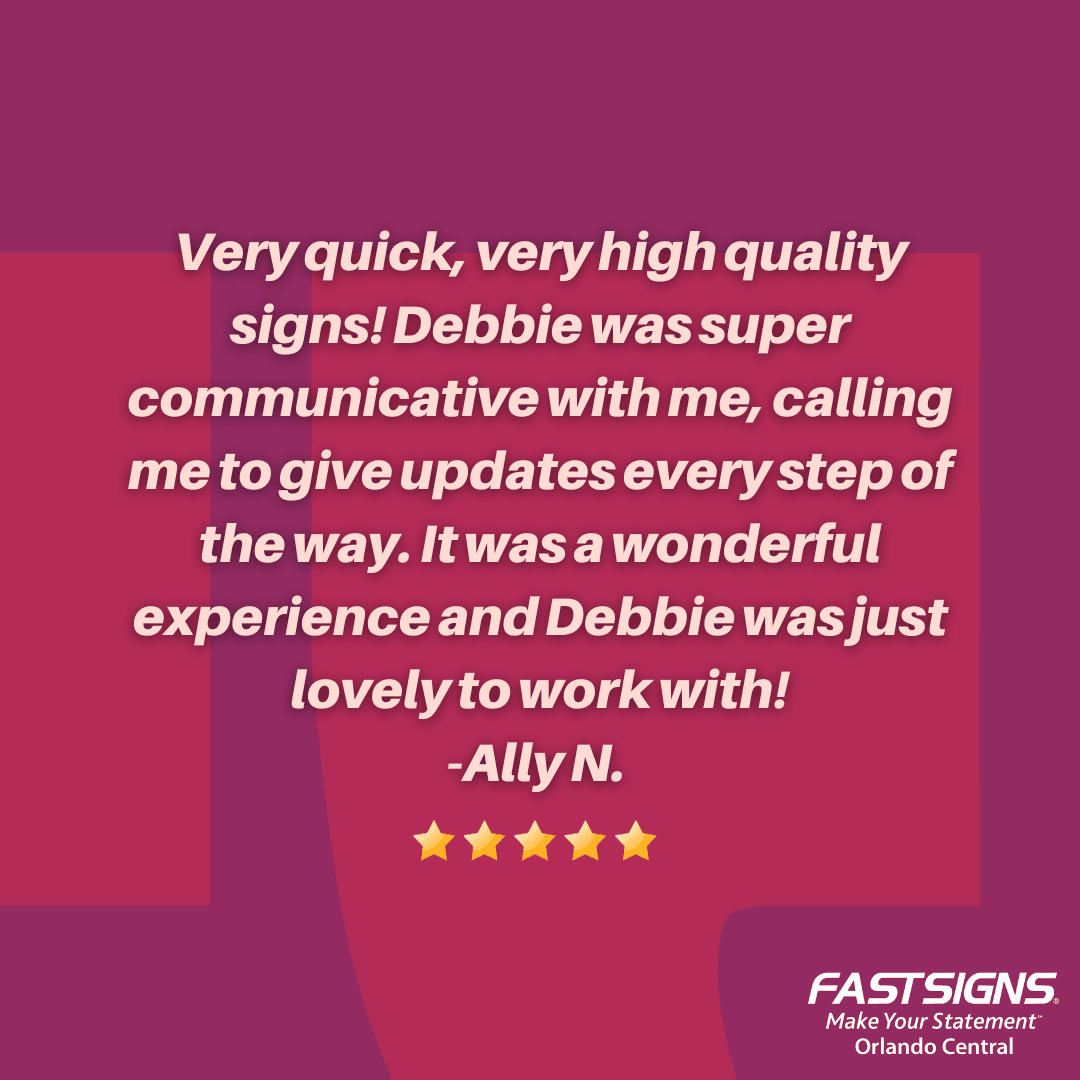 FastsignsOrland's tweet image. Maybe we should add 'communication' to the fastsigns title...🤔 Thank you, Ally for such amazing feedback! We adore Debbie and we are thrilled to hear about your experience! 

#fastsigns #fastsignsdidit #realreviews #customerservice #dreamteam #signs #shoplocalorlando
