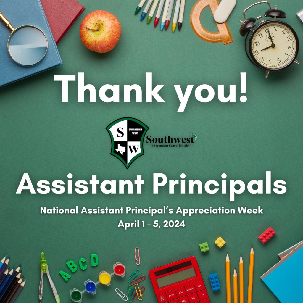 We recognize and appreciate all of our wonderful SWISD Assistant Principals for their dedication to our students, campuses and district. Happy National Assistant Principal's Appreciation Week. #DestinationSWISD