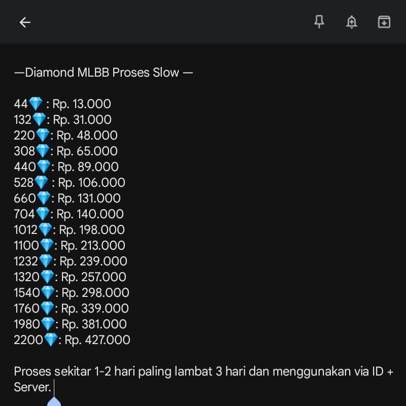 jellyyfeez's tweet photo. π PROMO DIAMOND MLBB MURAH cocok untuk spin Vexana dan lainnya. π
#wanttobuy #wanttosell #wts #wtb #zonauang #zonaba #zonajajan #diamondml #mlbb #mobilelegends #mobilelegend #mobilelegendsbangbang #dmml #diamondmlbb #weeklydiamondpass #diamondmobilelegend #wdpmlbb #wdpml #wdp https://t.co/mKXmczWFO7