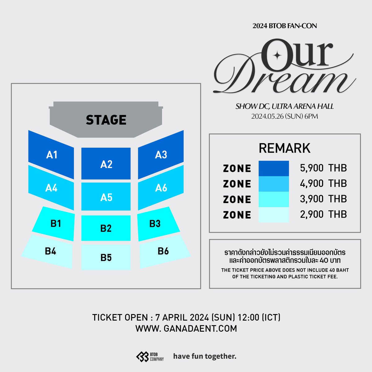 2024 BTOB FAN-CON [OUR DREAM] IN THAILAND 🔔SHOW DETAILS (Seat Plan & Fan Benefits) ANNOUNCEMENT🔔 🏷️2024.05.26 (SUN) 📍 SHOW DC, Ultra Arena Hall ⏰Tickets On Sale : 2024.04.07 (SUN) 🔗 ganadaent.com #BTOB #비투비 #BTOB_OurDream_THAILAND #HAVEFUNTOGETHER