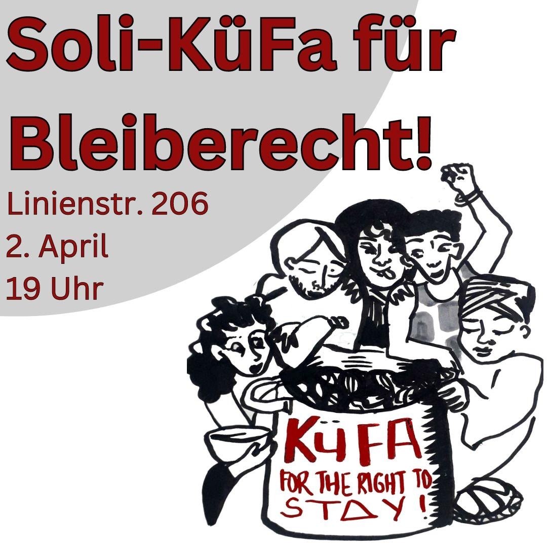Unsere Bleiberecht-Küfa ist am dienstag wieder dran : leckere spezialitäten aus Cameroun. Komm vorbei ! 
Freedom of movement is everybodys right!