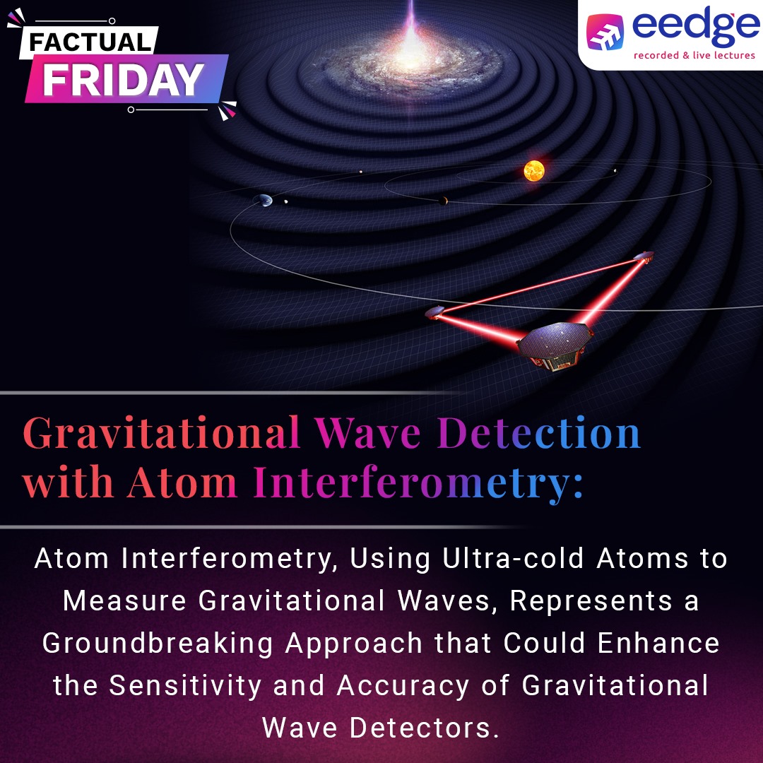 Factual Friday
Unleashing the potential of atom interferometry in unraveling gravitational wave mysteries!

#eedge #AtomInterferometry #GravitationalWaves #ColdAtoms #WaveDetection
#AstroPhysics #ConceptualLearning #eedgeEducation #NEETPrep #JEEMains #BoardExams #JEEPreparation