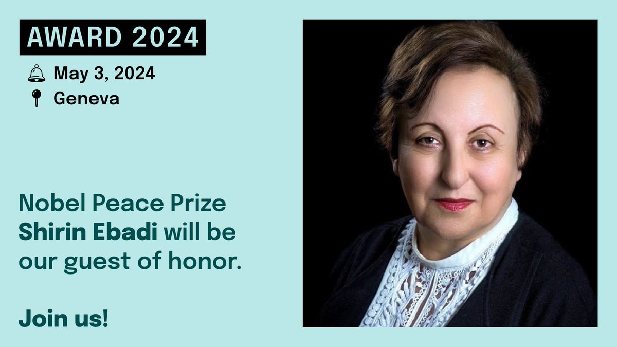 We are thrilled to announce that 2003 #NobelPeacePrize Shirin Ebadi will join us to celebrate #WorldPressFreedomDay in #Geneva on May 3 🔔 May 3, 2024 📍 Maison de la Paix, @GVAGrad ✏️ Register for the event: bit.ly/prix-fcf