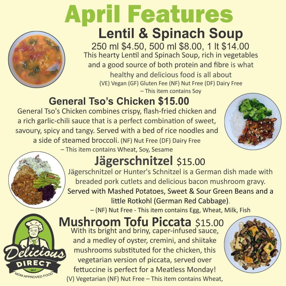 MomApprovedFood's tweet photo. 📣 APRIL FEATURE MEALS - LIMITED TIME ONLY!
🥣 Lentil & Spinach Soup
🐷 Jägerschnitzel
🐓 General Tso’s Chicken
🍄 Mushroom Tofu Piccata
#EasyMeals #Guelph #ReadyToEat #GuelphMeals #GoodFood #FeatureMeals
https://t.co/oLM4PfmLge https://t.co/Y8cTSNc9nx