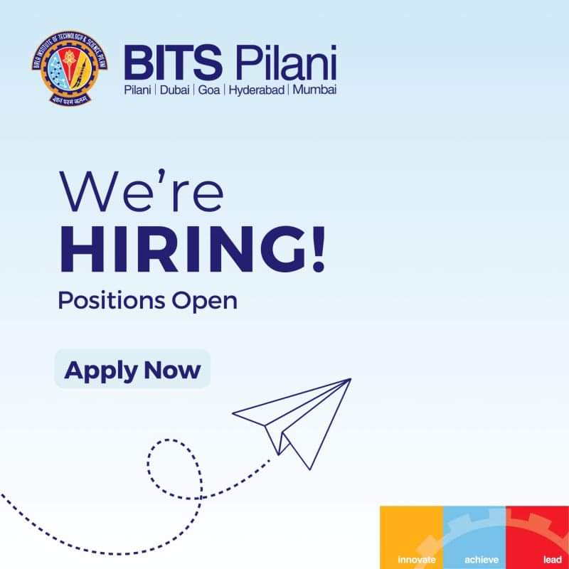 Join the BITS Pilani Team! Exciting Opportunities Are you ready to be a part of a dynamic and innovative educational institution? BITS Pilani is currently seeking talented individuals to join our diverse team. Explore the open positions below: 1. Junior Research Fellow