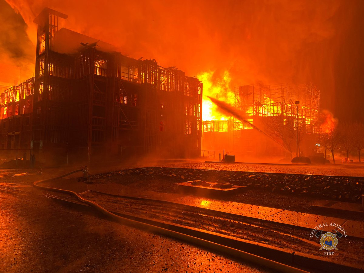 Emergency crews are working a structure fire at Legado Luxury Apts (new construction, not occupied) on Florentine and Main St in Prescott Valley. Florentine is closed from Glassford Hill to North Lake Valley; please avoid the area. Smoke may be visible for several more hours.