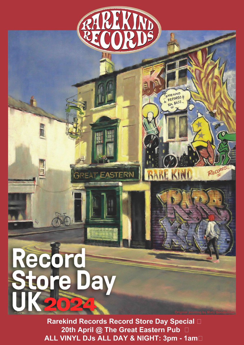 Record Store Day 2024 coming up Saturday 20th of April… 

This year we’re gonna be taking over the decks at the very excellent Great Eastern Pub from 3pm til close with a whole host of Rarekind staff members past and present spinning tunes