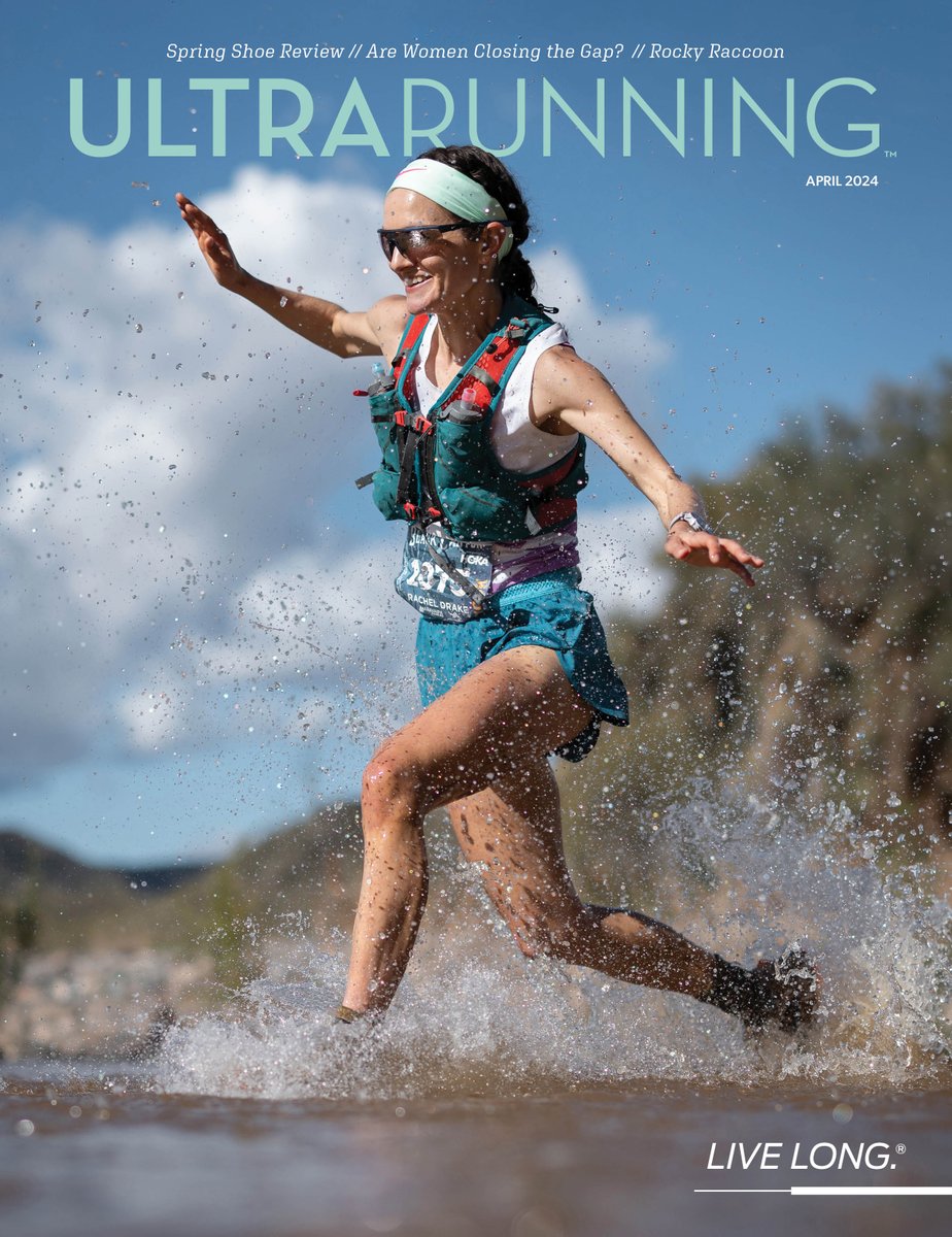 On the cover of the April 2024 UltraRunning Magazine issue: Rachel Drake races through a water crossing at the Black Canyon 100k on her way to a win and a Golden Ticket to @wser. 📸: @howiesternphoto Subscribe today for print and/or digital access.👉 ultrarunning.com/subscribe/