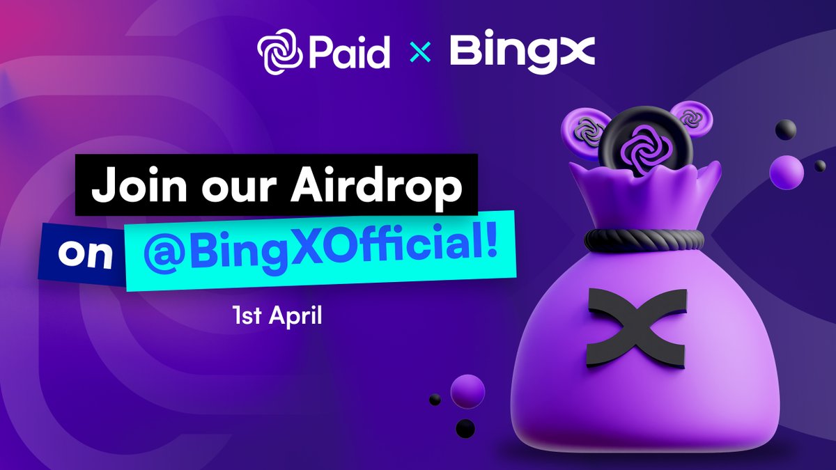 📢AIRDROP ALERT🪂

$PAID will be live on <a href="/BingXOfficial/">BingX</a> starting 3rd April, 1:00PM UTC

To celebrate, we are hosting an airdrop campaign for you to join and win your share of a prize pool of 48000 $PAID Tokens!

❓Here is how you can join:

1.Sign up on BingX via: