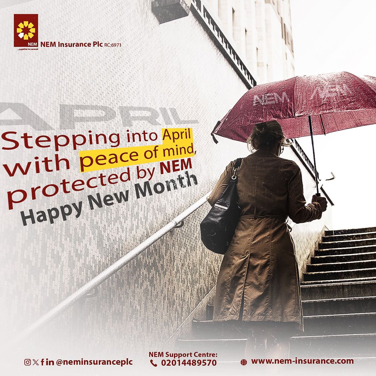 Welcome to April! Let NEM Insurance be your shield as you navigate through the month ahead. Wishing you peace of mind and security. Happy New Month!😀🛡️ #Happy New Month #NEMInsurancePlc #BeNEMSure