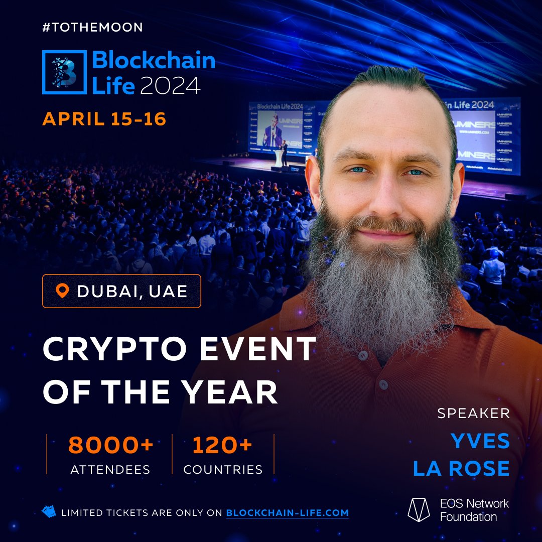 Welcome @BigBeardSamurai – Founder and CEO of @EOSNetworkFDN as a speaker at #BlockchainLife2024 in Dubai! Join 8000+ attendees at the Crypto Event of the Year. 🎟️ Buy tickets: blockchain-life.com/asia/en/#ticke…