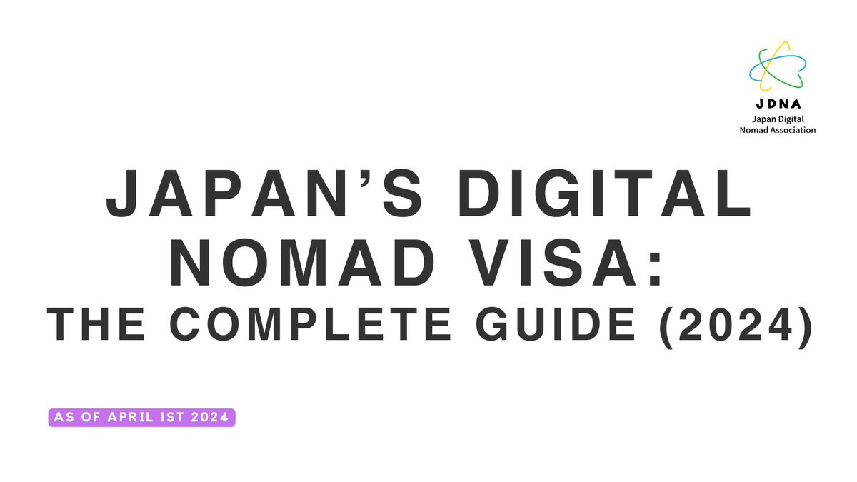 Japan Welcomes #DigitalNomads : A Complete Guide to the New Visa🎉

JDNA has launched an all-encompassing English Q&A page, 'Japan's #DigitalNomadVisa: The Complete Guide (2024)', consolidating the latest available information🙌

Check it out👇
japandigitalnomad.com/digital-nomad-…