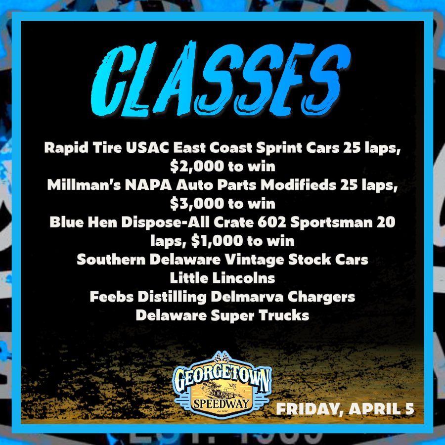 It’s 𝗥𝗔𝗖𝗘 𝗪𝗘𝗘𝗞 at Georgetown Speedway. The USAC East Coast Sprint Cars invade for the first time this season on 𝗙𝗥𝗜𝗗𝗔𝗬, 𝗔𝗣𝗥𝗜𝗟 𝟱. thegeorgetownspeedway.com/schedules/even…