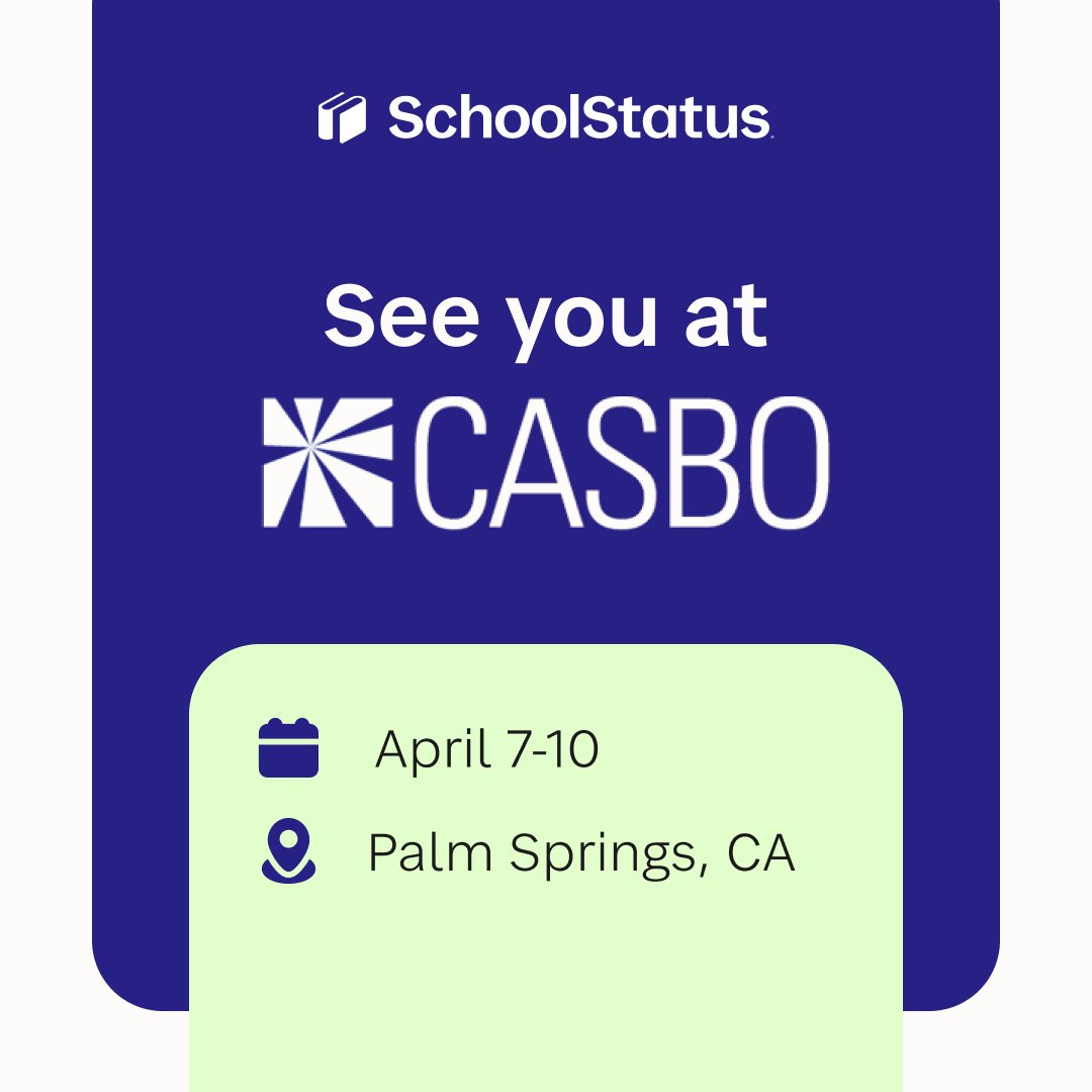 Attending @CASBO Con in Palm Springs? 🌴 Swing by Booth 431 to discover the latest trends in K-12 student & educator success technology. See you there! #CASBO #casbocon24