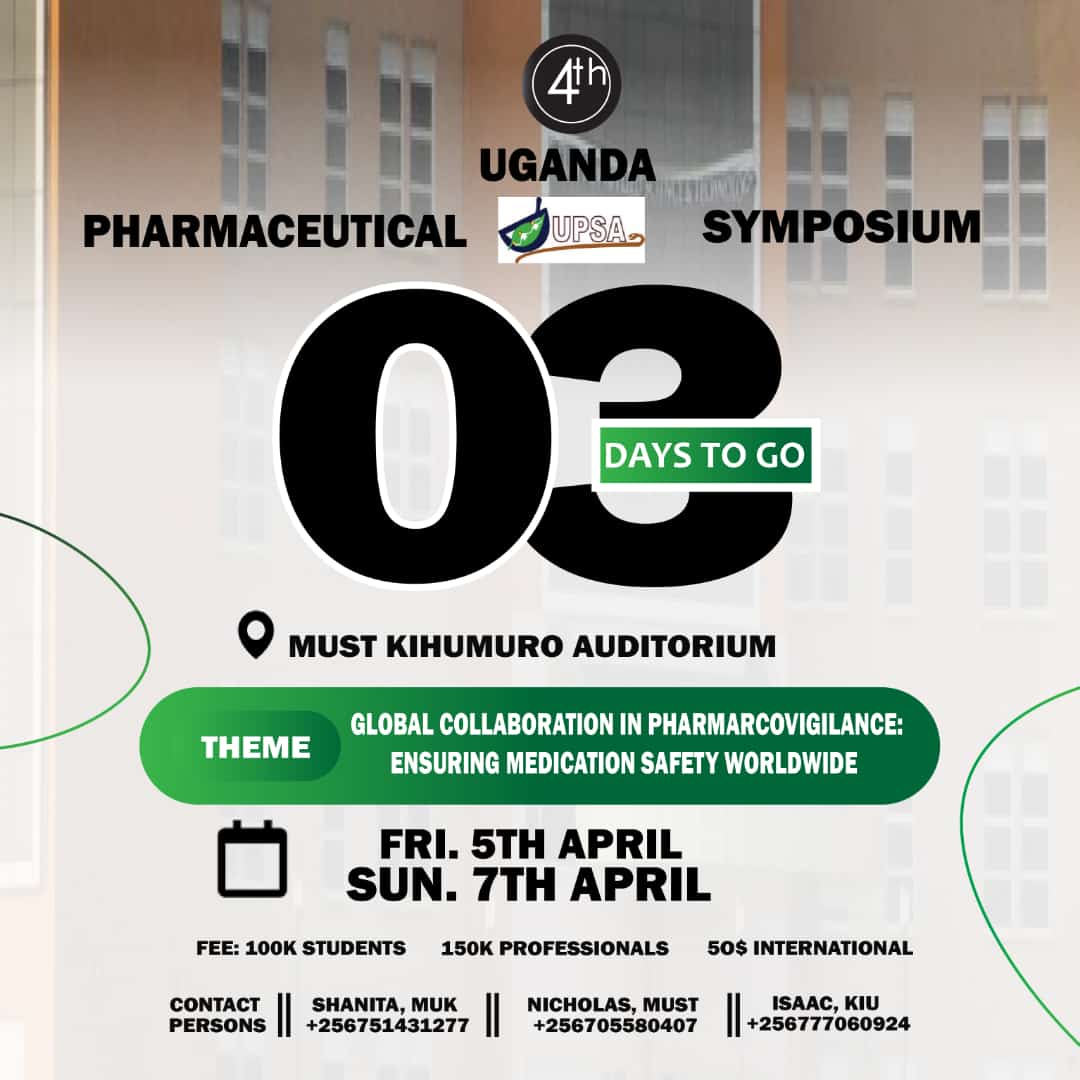 Just 3 days until the 4th Annual Uganda Pharmaceutical Symposium, and the entire land of milk and honey is buzzing with excitement to welcome the esteemed pharmacists. 🥳🔥 Don't miss out on this incredible event!🤩