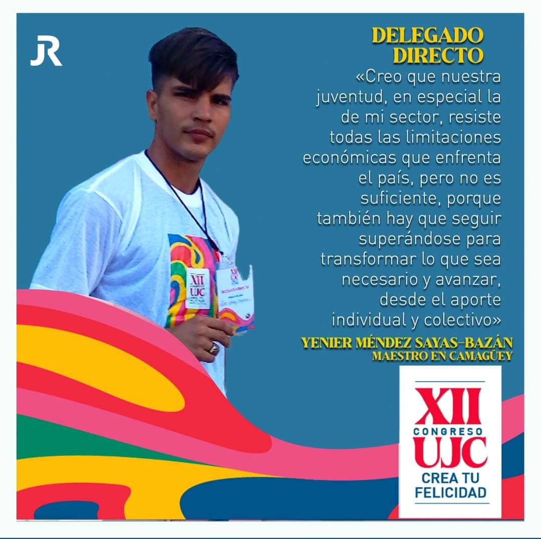 A las puertas del #12CongresoUJC vemos con orgullo muchachos que representan el valor, los sentimientos y la dignidad de los jóvenes cubanos. Que la Unidad y el Amor identifiquen el compromiso de hacer por #Cuba y vencer. #CreaTuFelicidad