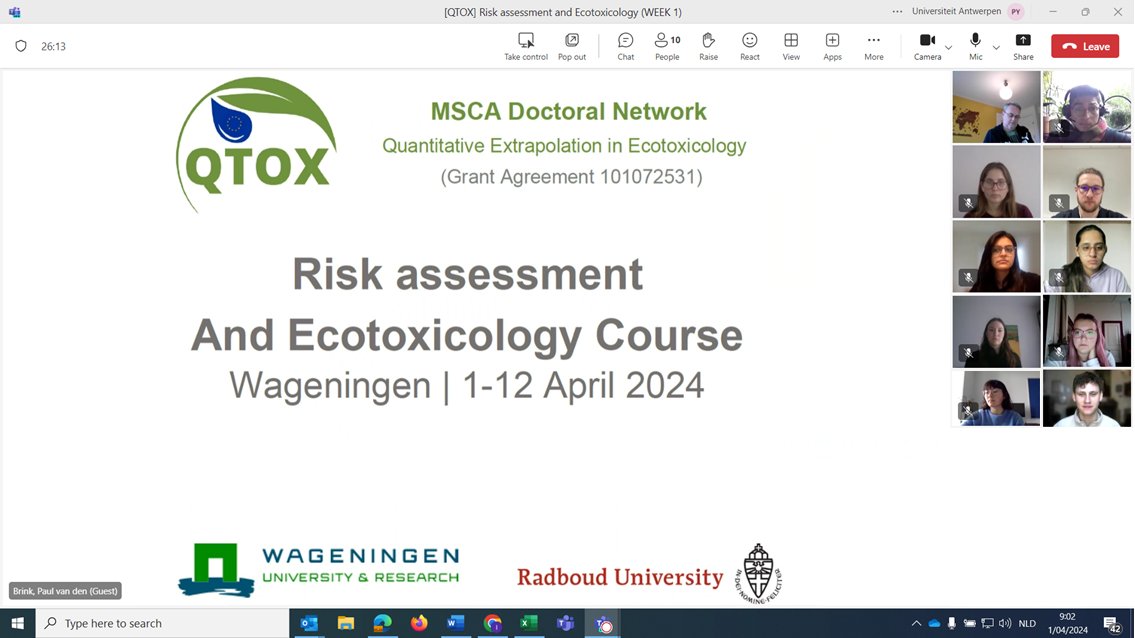 QTOX8's tweet image. The 'Risk Assessment & Ecotoxicology' course is in full swing! During this 2-week course hosted by @WUR, our doctoral candidates will benefit from lectures led by senior scientists pioneering cutting-edge research in #ecotoxicology and will engage in case studies.
#h2021 #MSCA