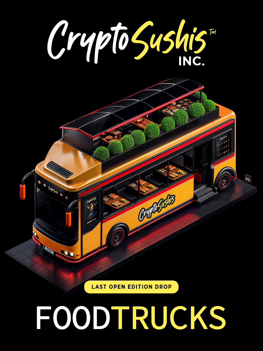 GM guys!
We've already sold 7 CryptoSushis food trucks! Last few hours, don't miss out on yours!

🛻🚚🚒 niftygateway.com/collections/cr…

--
#NFT #NFTCommunity #nftart #NFTCollection
