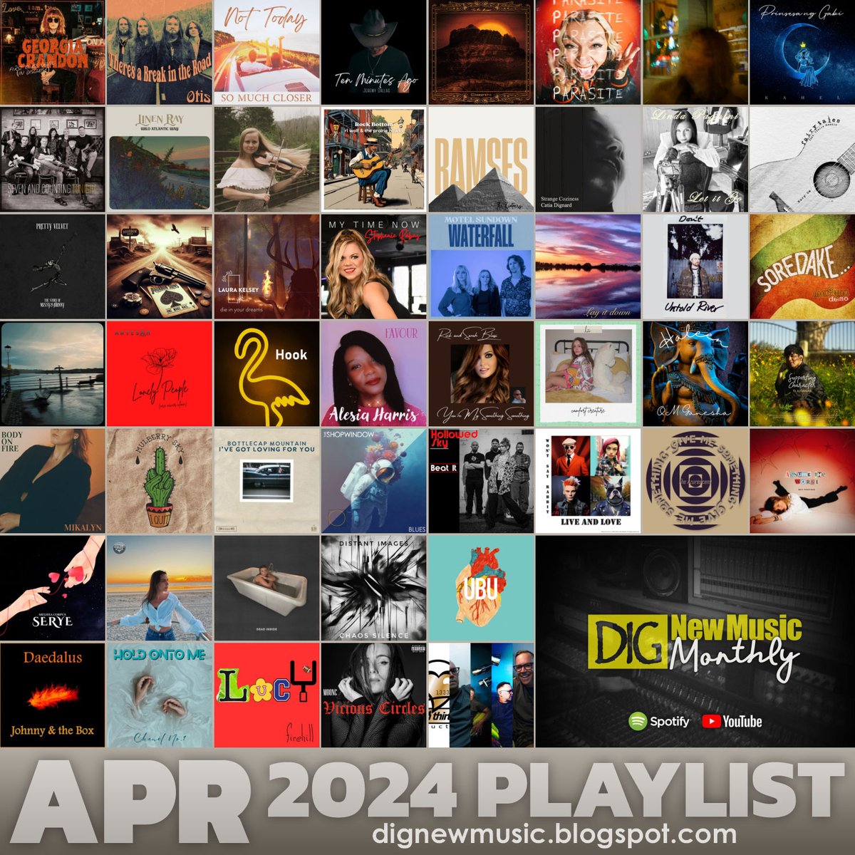 just updated my monthly playlist DIG NewMusic, and hope you enjoy 50 brilliant songs by independent bands/artists for #April2024 :D 🎧enjoy listening on Spotify & YouTube: dignewmusic.blogspot.com/2024/04/april-… plz give the artists you like 💚+follow🎶